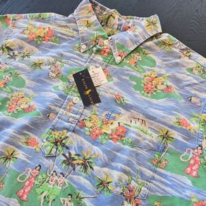 Ralph Lauren Mens XL Hawaiian Island Print Short Sleeve Button Down Shirt New